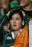 15 September 2007; An Ireland fan reacts after Georgia scored their first try to lead the game 10-7 early in the second half. 2007 Rugby World Cup, Pool D, Ireland v Georgia, Stade Chaban Delmas, Bordeaux, France. Picture credit; Brendan Moran / SPORTSFILE