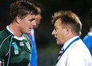 15 September 2007; Ireland head coach Eddie O'Sullivan in conversation with team captain Brian O'Driscoll after the game. 2007 Rugby World Cup, Pool D, Ireland v Georgia, Stade Chaban Delmas, Bordeaux, France. Picture credit; Brendan Moran / SPORTSFILE