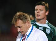 15 September 2007; Ireland head coach Eddie O'Sullivan with team captain Brian O'Driscoll after the game. 2007 Rugby World Cup, Pool D, Ireland v Georgia, Stade Chaban Delmas, Bordeaux, France. Picture credit; Brendan Moran / SPORTSFILE