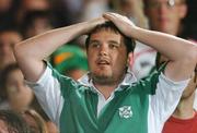 15 September 2007; An Ireland fan watches the final moments of the game. 2007 Rugby World Cup, Pool D, Ireland v Georgia, Stade Chaban Delmas, Bordeaux, France. Picture credit; Brendan Moran / SPORTSFILE