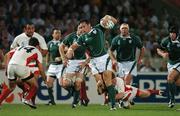 15 September 2007; David Wallace, Ireland, is tackled by Irakli Abuseridze, Georgia. 2007 Rugby World Cup, Pool D, Ireland v Georgia, Stade Chaban Delmas, Bordeaux, France. Picture credit; Brendan Moran / SPORTSFILE