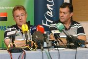 16 September 2007; Ireland head coach Eddie O'Sullivan in the company of assistant coach Niall O'Donovan, right, at a press conference. Ireland Rugby Press Conference, 2007 Rugby World Cup, Sofitel Bordeaux Aquitania, Bordeaux, France. Picture credit: Brendan Moran / SPORTSFILE