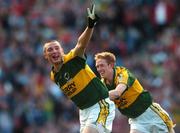 16 September 2007; Kerry's Kieran Donaghy, left, celebrates with team-mate Colm Cooper after scoring his second and his side's third goal. Bank of Ireland All-Ireland Senior Football Championship Final, Kerry v Cork, Croke Park, Dublin. Picture credit; Brian Lawless / SPORTSFILE