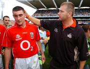 16 September 2007; Cork's Noel O'Leary, left, is consoled by Cork hurler Diarmuid O'Sullivan after the match. Bank of Ireland All-Ireland Senior Football Championship Final, Kerry v Cork, Croke Park, Dublin. Picture credit; Brian Lawless / SPORTSFILE