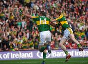 16 September 2007; Kieran Donaghy, no. 14, Kerry, celebrates after he scored his second goal with team-mate Colm Cooper. Bank of Ireland All-Ireland Senior Football Championship Final, Kerry v Cork, Croke Park, Dublin. Picture credit; Paul Mohan / SPORTSFILE