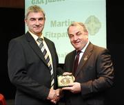 16 September 2007; Martin Fitzpatrick, a member of the All-Ireland winning Offaly team of 1982, is presented with a medal to mark the 25th anniversary of the victory over Kerry by GAA President Nickey Brennan. GAA Jubilee Awards, Offaly 1982, Croke Park, Dublin. Picture credit: Ray McManus / SPORTSFILE
