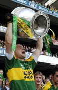 16 September 2007; Kerry substitute Declan Quill lifts the Sam Maguire Cup. Bank of Ireland All-Ireland Senior Football Championship Final, Kerry v Cork, Croke Park, Dublin. Picture credit; Ray McManus / SPORTSFILE
