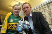 17 September 2007; Kerry senior footballer Colm Cooper with nine year old Chloe Scollard on a visit to Our Lady's Hospital for Sick Children. Crumlin, Dublin. Picture credit; Pat Murphy / SPORTSFILE
