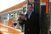17 September 2007; Kerry footballer Declan O'Sullivan with the Sam Maguire Cup prior to the victorious Kerry team's departure to Kerry for their homecoming. Heuston Station, Dublin. Picture credit; Pat Murphy / SPORTSFILE