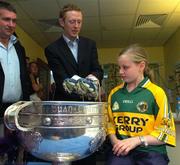 17 September 2007; Kerry senior footballer Colm Cooper presents his boots which he wore in yesterdays All-Ireland senior football final to nine year old Chloe Scollard along with the Sam Maguire Cup on a visit to Our Lady's Hospital for Sick Children. Crumlin, Dublin. Picture credit; Pat Murphy / SPORTSFILE