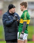 11 January 2015; Kerry selector Seamus Moynihan in conversation with Shane O'Connor, Kerry, before the game. McGrath Cup, Quarter-Final, Kerry v IT Tralee, Austin Stack Park, Tralee, Co. Kerry. Picture credit: Brendan Moran / SPORTSFILE