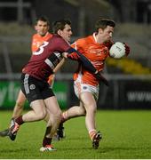14 January 2015; Feidhlim O'Neill, Armagh, in action against Brian Og McGilligan, St Mary's University College. Bank of Ireland Dr McKenna Cup, Group B, Round 3, Armagh v St Mary's University College. Athletic Grounds, Armagh. Picture credit: Oliver McVeigh / SPORTSFILE