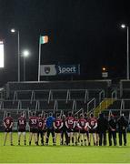 14 January 2015; The St Mary's University College players during the National Anthem. Bank of Ireland Dr McKenna Cup, Group B, Round 3, Armagh v St Mary's University College. Athletic Grounds, Armagh. Picture credit: Oliver McVeigh / SPORTSFILE