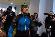 15 January 2015; Conor McGregor arrives for an open workout session ahead of his fight against Dennis Siver in TD Garden, Boston, on Sunday. UFC Fight Night Open Workouts, UFC Gym, Boston, Massachusetts, USA. Picture credit: Ramsey Cardy / SPORTSFILE