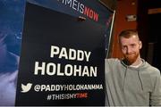 16 January 2015; Paddy Holohan during a media day ahead of his fight against Shane Howell in TD Garden, Boston, on Sunday. UFC Fight Night Ultimate Media Day, Ned Devine’s Irish Pub, Boston, Massachusetts, USA. Picture credit: Ramsey Cardy / SPORTSFILE