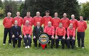 14 September 2007; The team and officials of Scrabo Golf Club, Co. Down, back row, left to right, David Thompson, Mark Johnston, Colin Morrison, Nigel Carson, Ross Henderson, Tim Bailie, Glen Thompson and Jamie McCune, front row, left to right, Alan Andrews, Magners, Bill Fulton, Vice-Captain, Stephen Tew, Captain, David Graham, Team Captain and Trevor Devlin, before the Magners Jimmy Bruen Shield Semi-Finals. Magners Cups and Shields Finals 2007, Shandon Park Golf Club, Belfast, Co. Antrim. Picture credit: Ray McManus / SPORTSFILE