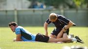 18 September 2007; Ireland's Shane Horgan is attended to by team athletic trainer Brian Green during squad training. 2007 Rugby World Cup, Pool D, Irish Squad Training, Stade Bordelais, Bordeaux, France. Picture credit: Brendan Moran / SPORTSFILE