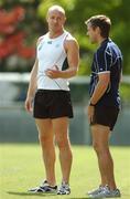 18 September 2007; Ireland's Denis Hickie in conversation with team physiotherapist Cameron Steele during squad training. 2007 Rugby World Cup, Pool D, Irish Squad Training, Stade Bordelais, Bordeaux, France. Picture credit: Brendan Moran / SPORTSFILE