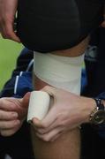 18 September 2007; A Leinster player receives treatment for a knee injury during a training session. Leinster Squad Training, University College Dublin, Dublin. Picture credit; Pat Murphy / SPORTSFILE