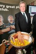 18 September 2007; IRFU President Der Healy making the AIB Cup 1st Round Draw. 2007/2008 AIB Rugby Cup, AIB Cup 1st Round Draw. Dooradoyle Clubhouse, Garryowen F.C., Limerick. Picture credit; Kieran Clancy / SPORTSFILE