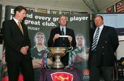 18 September 2007; Tommy Lenahan, AIB, left, with IRFU President Der Healy, centre, and Gordon Black, IRFU, at the AIB Cup 1st Round Draw. 2007/2008 AIB Rugby Cup, AIB Cup 1st Round Draw. Dooradoyle Clubhouse, Garryowen F.C., Limerick. Picture credit; Kieran Clancy / SPORTSFILE