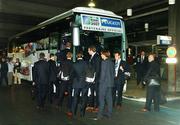 19 September 2007; The Ireland squad board their team bus on their arrival by TGV at Gare Montparnasse ahead of their Pool D match with France on Friday night next. 2007 Rugby World Cup, Paris, France. Picture credit: Brendan Moran / SPORTSFILE