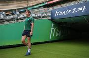 20 September 2007; A smiling Ronan O'Gara makes his way onto the pitch before he practices his kicking during the Ireland squad captain's run ahead of their Pool D game with France. Ireland Rugby Captain's Run, 2007 Rugby World Cup, Pool D, Stade De France, Saint Denis, Paris, France. Picture credit: Brendan Moran / SPORTSFILE *** Local Caption ***