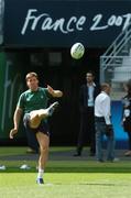 20 September 2007; Out half Ronan O'Gara practices his kicking during the Ireland squad captain's run ahead of their Pool D game with France. Ireland Rugby Captain's Run, 2007 Rugby World Cup, Pool D, Stade De France, Saint Denis, Paris, France. Picture credit: Brendan Moran / SPORTSFILE *** Local Caption ***