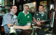 20 September 2007; Ireland rugby fans, from left, Martin, Gerard and Vincent Carroll, from Drogheda, Co. Louth, relaxing in Paris ahead of their side's Rugby World Cup Pool D game with France. Paris, France. Picture credit: Brendan Moran / SPORTSFILE