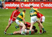 16 September 2007; Kerry's Tomas O'Se, second from left, Darren O'Sullivan and Tommy Griffin, 26, tussel with Cork's Daniel Goulding, left, Kieran O'Connor and Donncha O'Connor, right, during the match. Bank of Ireland All-Ireland Senior Football Championship Final, Kerry v Cork, Croke Park, Dublin. Picture credit; Ray McManus / SPORTSFILE