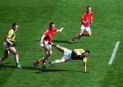 16 September 2007; Declan O'Sullivan, Kerry, in action against Nicholas Murphy, Cork, as team-mates Darragh O'Se, Kerry, and Conor McCarthy, Cork, watch on. Bank of Ireland All-Ireland Senior Football Championship Final, Kerry v Cork, Croke Park, Dublin. Picture credit; Ray McManus / SPORTSFILE
