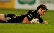 21 September 2007; Andrew Bishop, Ospreys, scores his side's first try. Magners League, Ulster v Ospreys, Ravenhill, Belfast. Picture credit; Paul Mohan / SPORTSFILE