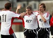 22 September 2007; Portadown's Gary McCutcheon, centre, celebrates scoring his side's second goal with team-mates Johnny Topley, left, and Wesley Boyle. Carnegie Premier League, Crusaders v Portadown. Seaview, Belfast, Co. Antrim. Picture credit; Peter Morrison / SPORTSFILE