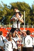 22 September 2007; Ben Gissing, Edinburgh, wins possession in the lineout against Devon Toner, Leinster. Magners League, Leinster v Edinburgh, RDS, Dublin. Picture credit; Pat Murphy / SPORTSFILE