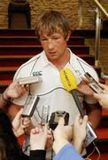 23 September 2007; Ireland's Jerry Flannery speaking at a press conference. Ireland Rugby Press Conference, 2007 Rugby World Cup, Sofitel Bordeaux Aquitania, Bordeaux, France. Picture credit: Brendan Moran / SPORTSFILE