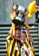 23 September 2007; Kilkenny captain Caitriona Grace, left, and team-mate Emer Roantree lift the West County Hotel Cup. TG4 All-Ireland Ladies Junior Football Championship Final, London v Kilkenny, Croke Park, Dublin. Picture credit; Brian Lawless / SPORTSFILE