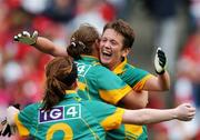 23 September 2007; Leitrim's Ann Marie Cox, right, celebrates at the end of the game with team-mates Catherine Holohan, left, and Clare Plunkett. TG4 All-Ireland Ladies Intermediate Football Championship Final, Wexford v Leitrim, Croke Park, Dublin. Picture credit; David Maher / SPORTSFILE