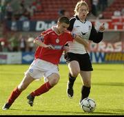 23 September 2007; Noel Haverty, Shelbourne, in action against Darragh Hanaphy, Kildare County. eircom League of Ireland First Division, Shelbourne v Kildare County, Tolka Park, Dublin. Picture credit; Stephen McCarthy / SPORTSFILE