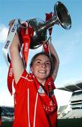 23 September 2007; Cork's Rhona Buckley celebrates with the cup at the end of the game. TG4 All-Ireland Ladies Senior Football Championship Final, Cork v Mayo, Croke Park, Dublin. Picture credit; Paul Mohan / SPORTSFILE