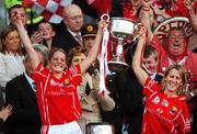 23 September 2007; Cork captain Juliet Murphy, left, and Mary O'Connor lift the Brendan Martin cup. TG4 All-Ireland Ladies Senior Football Championship Final, Cork v Mayo, Croke Park, Dublin. Picture credit; Brian Lawless / SPORTSFILE