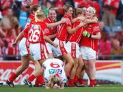 23 September 2007; Cork players celebrate as Mayo's Claire O'Hara holds her head in her hands. TG4 All-Ireland Ladies Senior Football Championship Final, Cork v Mayo, Croke Park, Dublin. Picture credit; Brian Lawless / SPORTSFILE