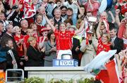 23 September 2007; Cork captain Juliet Murphy, left, lifts the Brendan Martin cup with Mary O'Connor. TG4 All-Ireland Ladies Senior Football Championship Final, Cork v Mayo, Croke Park, Dublin. Picture credit; Matt Browne / SPORTSFILE