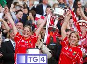 23 September 2007; Cork captain Juliet Murphy, left, and Mary O'Connor hold aloft the Brendan Martin cup. TG4 All-Ireland Ladies Senior Football Championship Final, Cork v Mayo, Croke Park, Dublin. Picture credit; Paul Mohan / SPORTSFILE