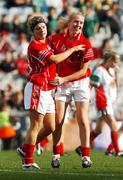 23 September 2007; Cork's Valerie Mulcahy, left, is congratulated by Nollaig Cleary after she scored from a penalty. TG4 All-Ireland Ladies Senior Football Championship Final, Cork v Mayo, Croke Park, Dublin. Picture credit; Matt Browne / SPORTSFILE
