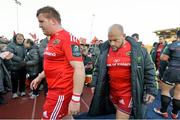 17 January 2015; Munster players Stephen Archer, left, and BJ Botha leave the pitch after the game. European Rugby Champions Cup 2014/15, Pool 1, Round 5, Saracens v Munster. Allianz Park, London, England. Picture credit: Brendan Moran / SPORTSFILE