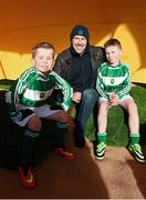 17 January 2015; Jesse O'Rourke, left, age 7, and Aaron O'Rourke, aged 8, from Trim with former Irish International Kenny Cunningham, at the Aviva Club of the Year for 2014, Trim Celtic FC, on Saturday 17th of January as they showcased the difference the award has made to the club as the search was launched for the 2015 Aviva Club of the Year. www.AVIVA.ie/COTY. Trim Celtic AFC, Tully Park, Trim. Photo by Sportsfile
