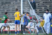 18 January 2015; Players from both Mayo and  Roscommon confront each other in the goal area during the second half of the game. FBD League, Section A, Round 3, Mayo v Roscommon, Elverys MacHale Park, Castlebar, Co. Mayo. Picture credit: David Maher / SPORTSFILE