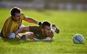 18 January 2015; David Drake, Mayo, in action against Mark Nally, Roscommon. FBD League, Section A, Round 3, Mayo v Roscommon, Elverys MacHale Park, Castlebar, Co. Mayo. Picture credit: David Maher / SPORTSFILE