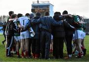 18 January 2015; General view of the final score on the scoreboard as the  Mayo team and backroom staff form a huddle. FBD League, Section A, Round 3, Mayo v Roscommon, Elverys MacHale Park, Castlebar, Co. Mayo. Picture credit: David Maher / SPORTSFILE