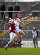 18 January 2015; Peter English, Galway, in action against Alan Devine, Westmeath. Bord na Mona Walsh Cup, Group 4, Round 2, Westmeath v Galway, Cusack Park, Mullingar, Co. Westmeath. Picture credit: Pat Murphy / SPORTSFILE